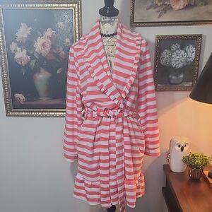 Betsey Johnson Striped Pink and White Robe